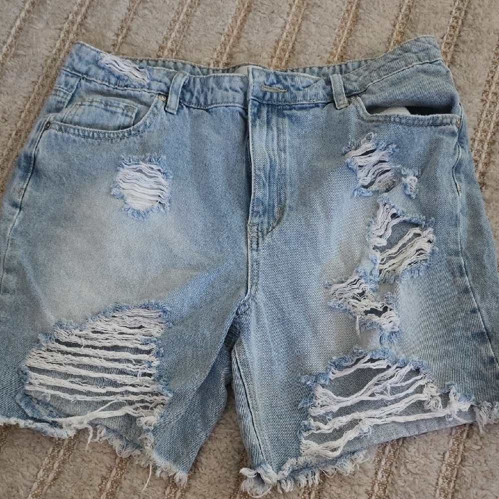 Steve Madden Light Blue Distressed Jean Shorts